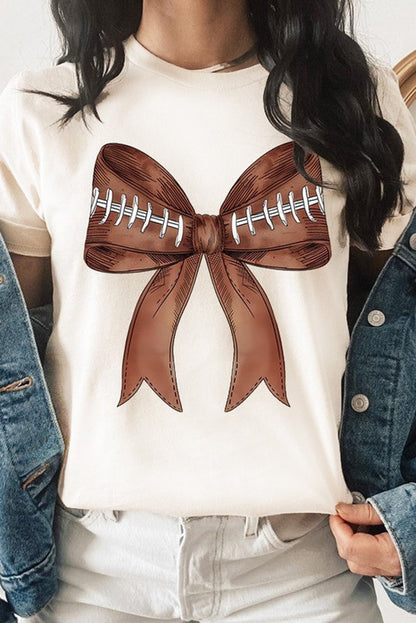 Game Day Football Bowknot Graphic T Shirt