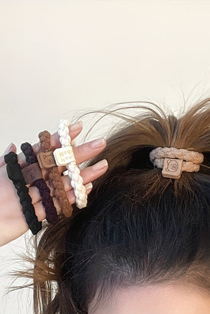 Chestnut 5Pcs Smile Face Decor Braided Hairband