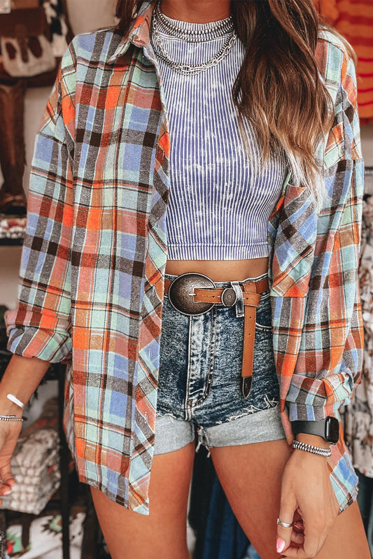 Plaid Pocket Loose Shirt