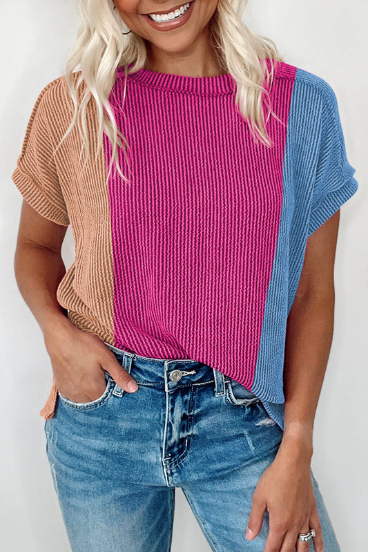 Textured Colorblock T Shirt 4 color options