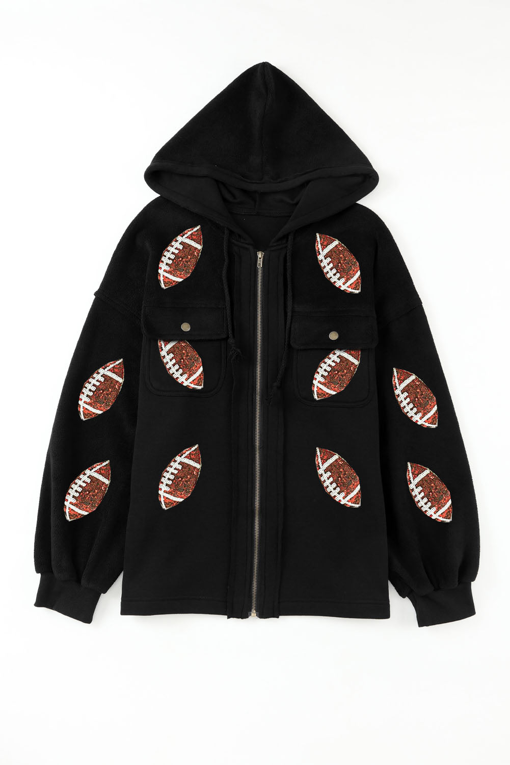 Sequined Football Hooded Jacket