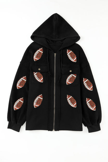 Sequined Football Hooded Jacket