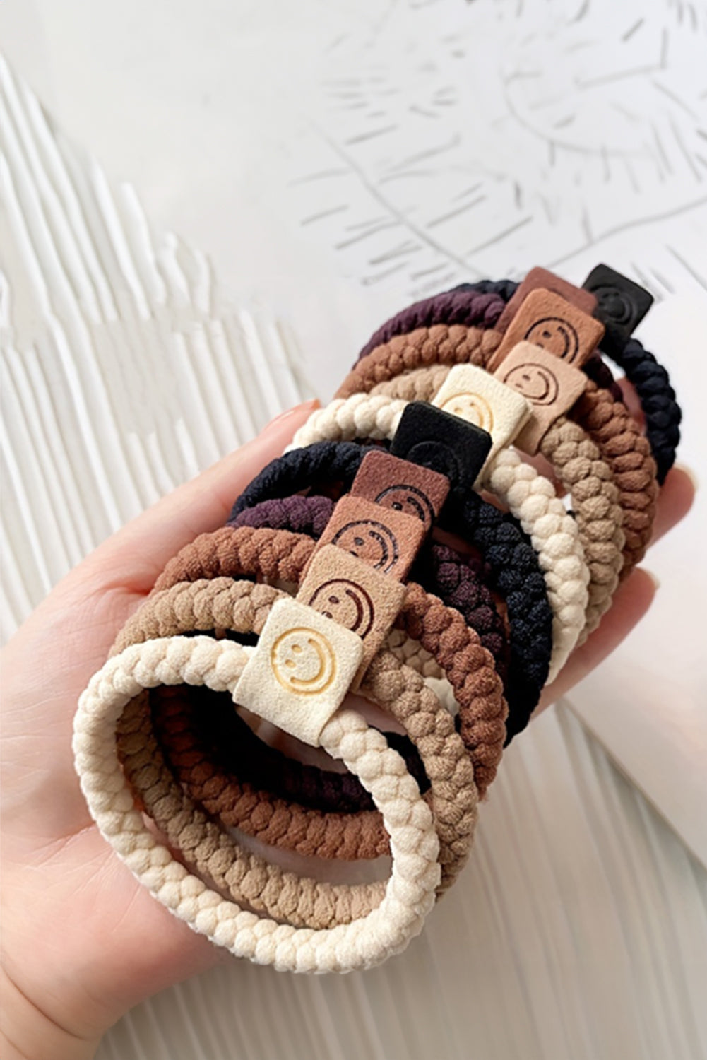 Chestnut 5Pcs Smile Face Decor Braided Hairband